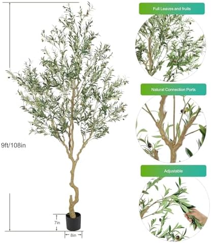 Nafresh 9ft Realistic Artificial Olive Tree Decor