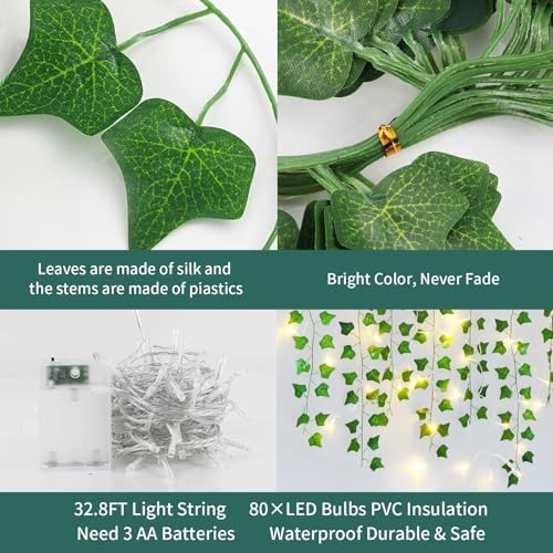 Freyalife Ivy Vines with LED Lights 12 Pack 84 FT