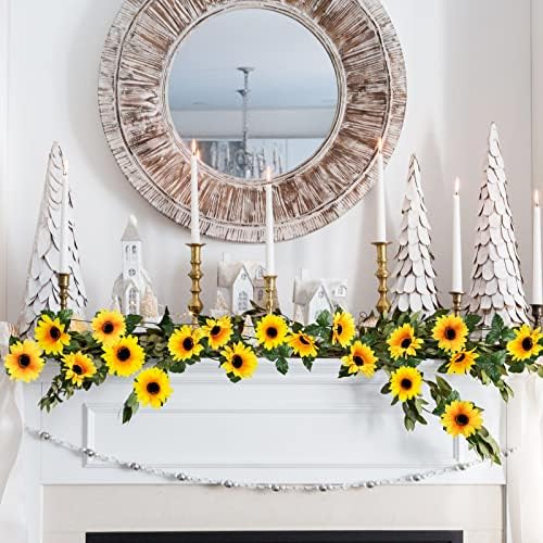 Uieke 10 Pack Artificial Sunflower Garland 7ft