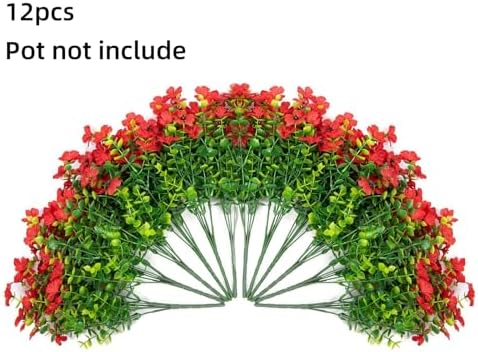 Artificial Flowers with Eucalyptus Leaves 12 Bundles Red