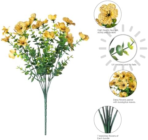 HyeFlora Artificial Fall Flowers Faux Mums Plants