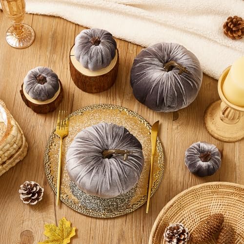 8Pcs Halloween Pumpkin Decorations Velvet Mini Pumpkins