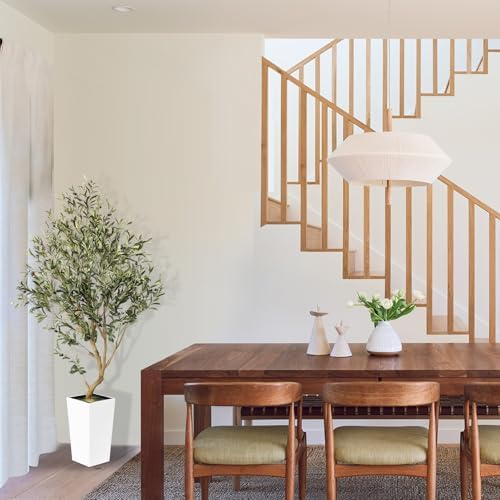 55FT Olive Tree Artificial Indoor with White Planter