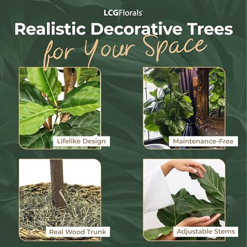 38 Inch Artificial Fig Tree in Woven Basket with Real Wood Trunk