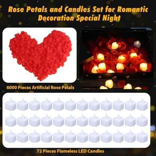Acejoz Rose Petals and Candles Set for Romantic Decorations