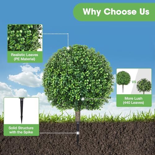 256 Inch Artificial Boxwood Topiary Ball Trees 2 Pack