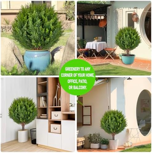Artificial Cedar Topiary Tree with 2 Planting Stakes 158 Inch