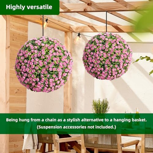 Garvee 177 Inch Artificial Topiary Balls Set of 2 Pink Rose