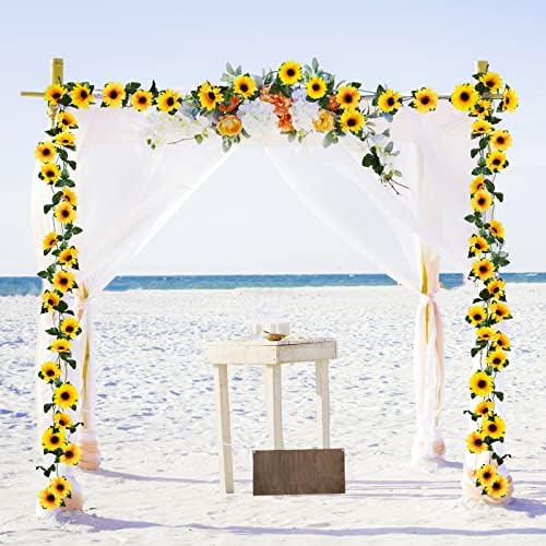 Uieke 10 Pack Artificial Sunflower Garland 7ft