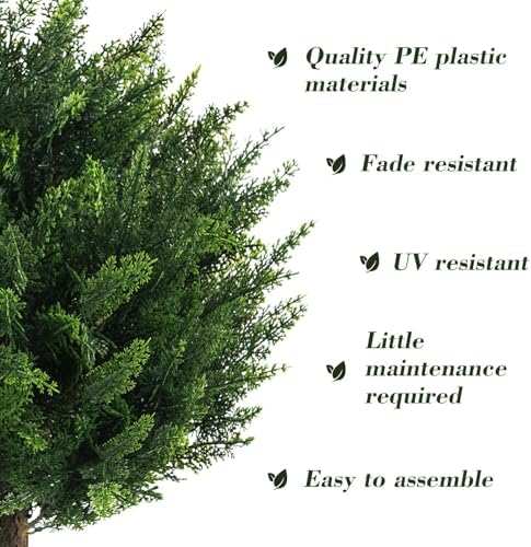 16-Inch Artificial Cypress Topiary Balls 4PCS Natural Decor