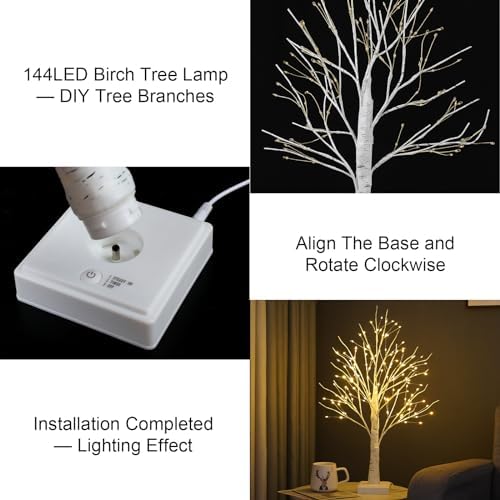 144 LED Birch Tree Lamp with Timer and USB Power