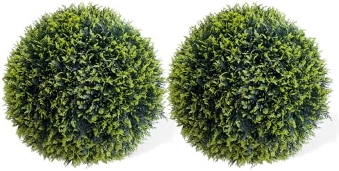 Garvee Artificial Cedar Topiary Balls 2 Pcs 19 Inch