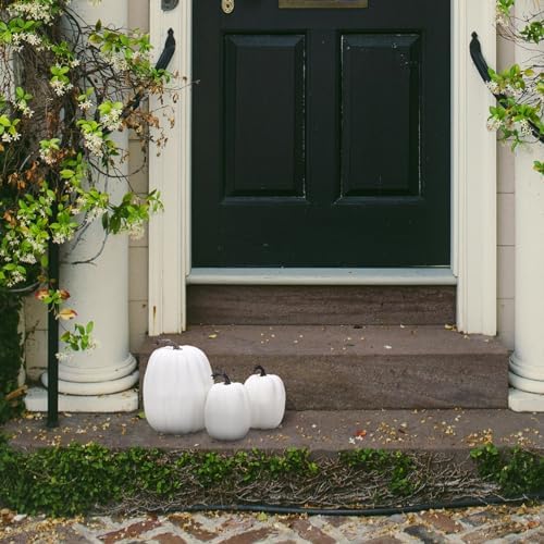 Quancru 3pcs White Artificial Foam Pumpkin Decorations