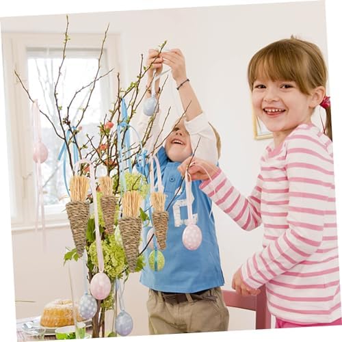LIFKOME 8pcs Woven Carrot Hanging Easter Decor