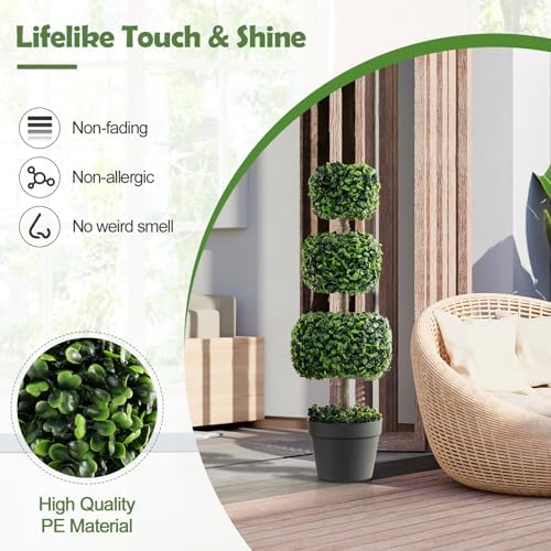Goplus 35 Inch Artificial Boxwood Topiary Tree