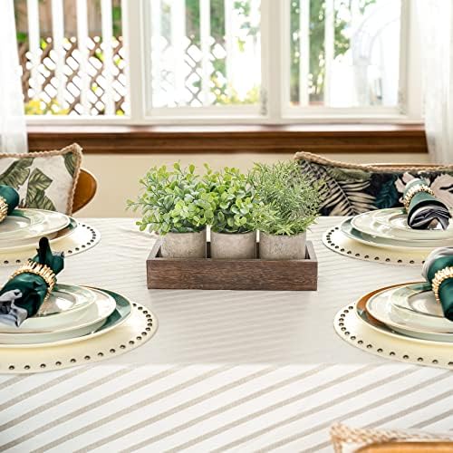 Dahey 3 Pack Mini Artificial Eucalyptus Plants with Wood Tray