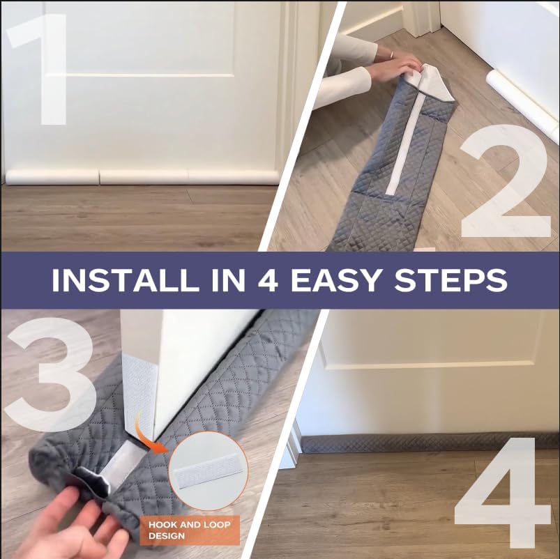 Ciieyuo Door Draft Stopper Velour Insulation Noise Blocker