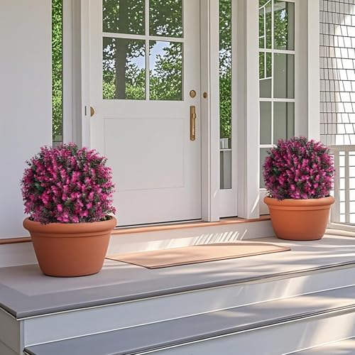Grooy Artificial Topiary Tree Set of 2 with Pink Eucalyptus