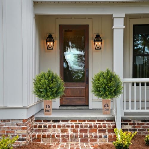Artificial Cedar Topiary Tree with 2 Planting Stakes 158 Inch
