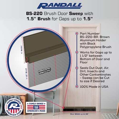 Randall Door Sweep with Black Brush and Brown Trim