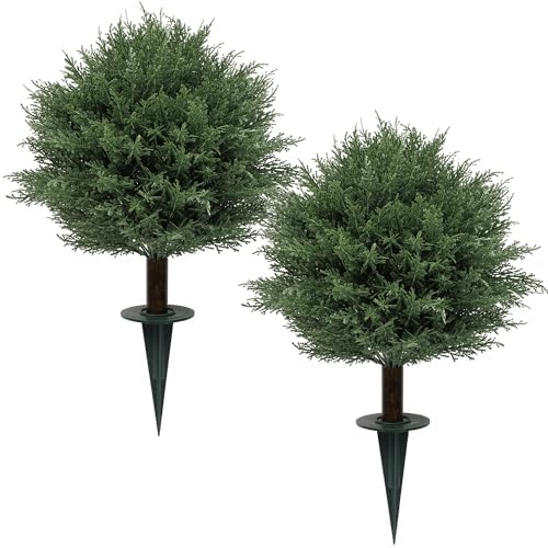 Artificial Cedar Topiary Ball Trees Set of 2