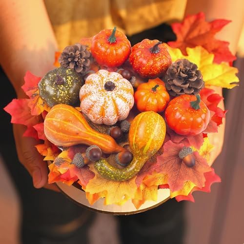 DomeStar 50PCS Artificial Pumpkins Gourds Fall Decor Set