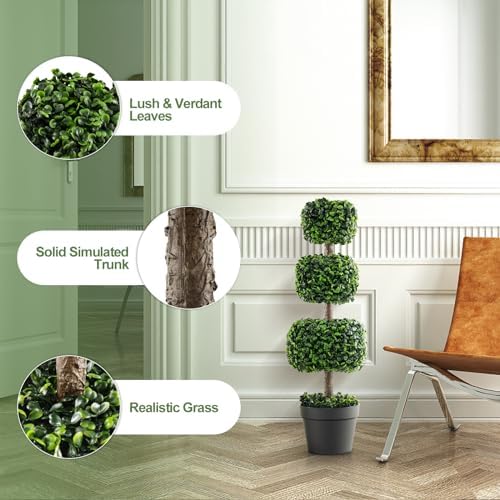 Goplus 35 Inch Artificial Boxwood Topiary Tree