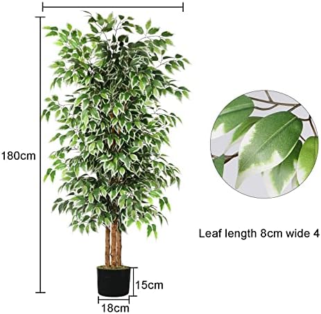 GTIDEA 6ft Artificial Ficus Tree with Natural Trunk