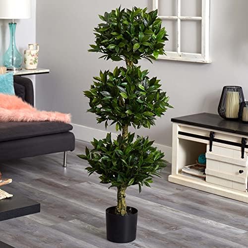 Nearly Natural 5ft Triple Bay Leaf Topiary UV Resistant