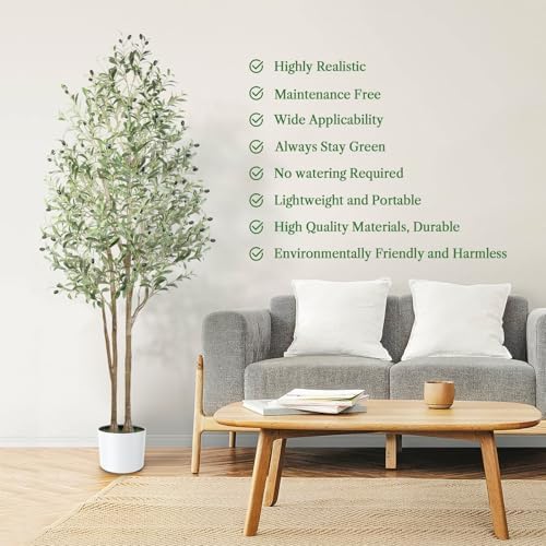 6ft Artificial Olive Tree with Natural Wood Trunk and Lifelike Fruits
