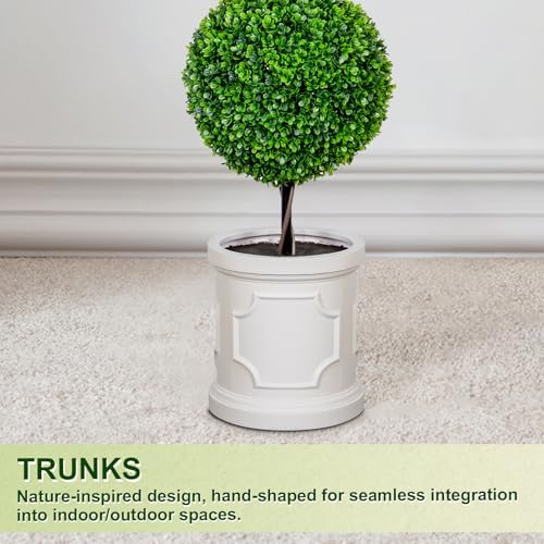3FT Artificial Triple Ball Topiary Trees with White Planter Pot Set of 2