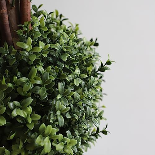 Momoplant Artificial Topiary Triple Ball Boxwood Tree Set of 2
