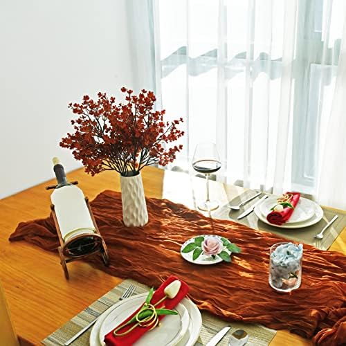 Mandys Burnt Orange Artificial Babys Breath Flowers 6 Bundles