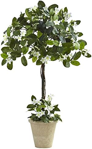 Nearly Natural 3ft Stephanotis Topiary with Planter