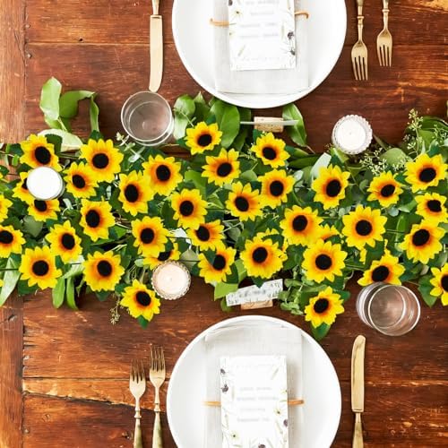 Uieke 3 Pack Artificial Sunflower Garland
