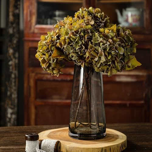TOPIA Silk Dried Hydrangea Flowers 6 PCS Green