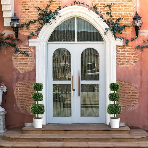 GOFLAME 35 Inch Artificial Boxwood Topiary Tree