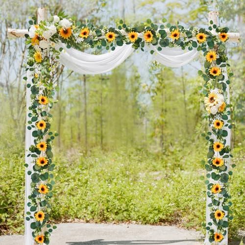 Uieke 2 Pack Artificial Sunflower Garland 6ft