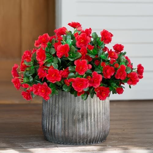 Faux Silk Red Camellia Flowers 3 Bundle Outdoor Decor
