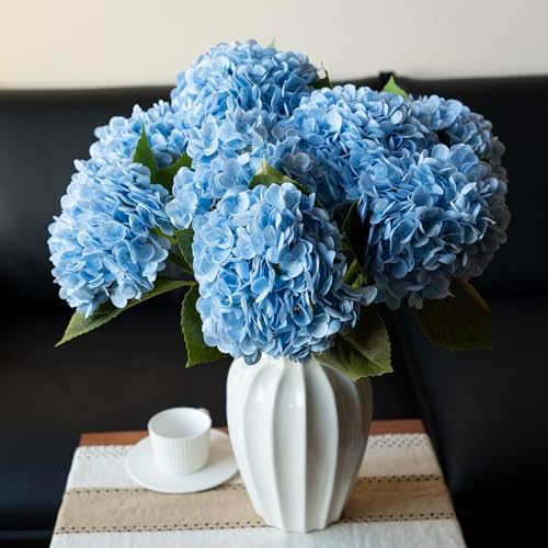 3PCS 22 Inch Realistic Artificial Hydrangea Flowers Blue