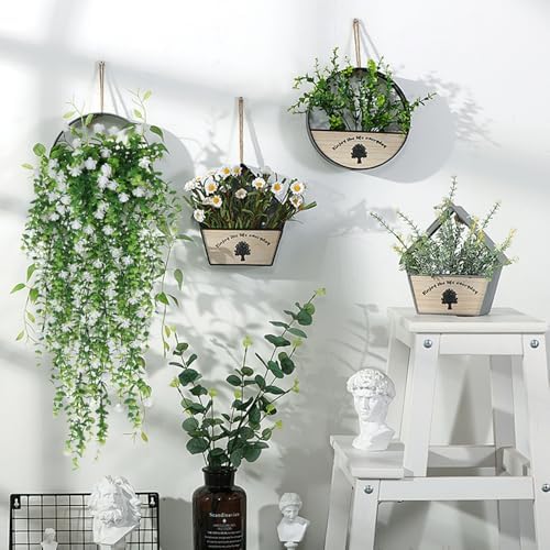 WEISPARK Artificial Hanging Flowers 4pcs White Garland