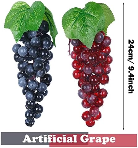 Woohome 4 Bunches Artificial Grapes with Vines