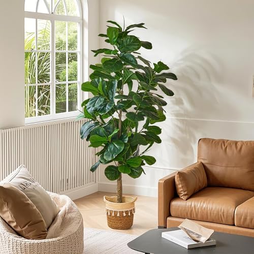 VECELO Artificial Fiddle Leaf Fig Tree 6FT Tall Fake Floor Plant