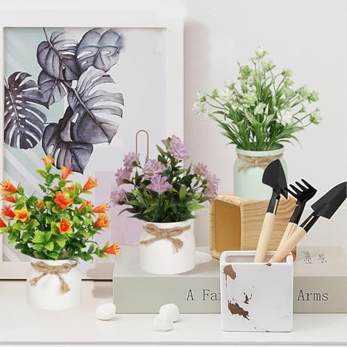 6pcs Artificial Pot Flowers Set for Home Office Decor
