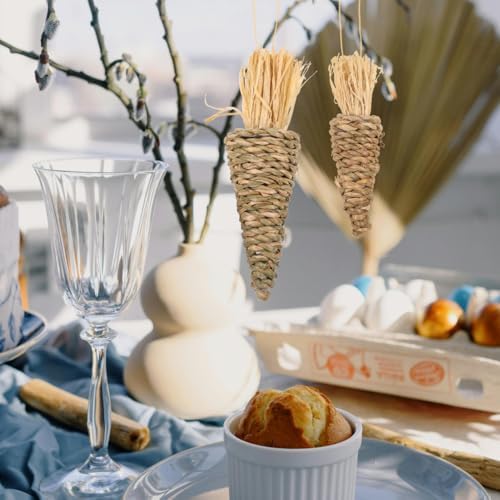Zerodeko 8pcs Easter Woven Carrot Hanging Ornaments