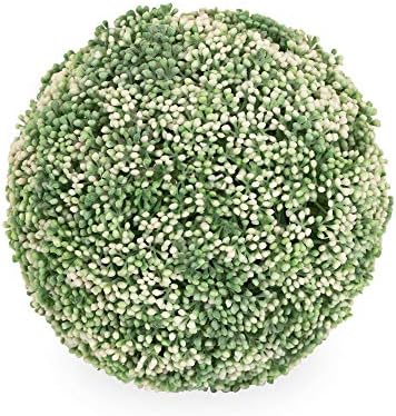 Boston International Artificial Topiary Plant Ball 7 Inches White Floral Mulberry