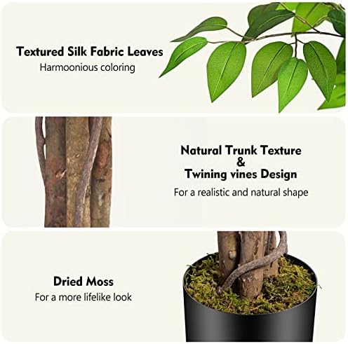 7ft Ficus Artificial Tree with Realistic Leaves and Moss