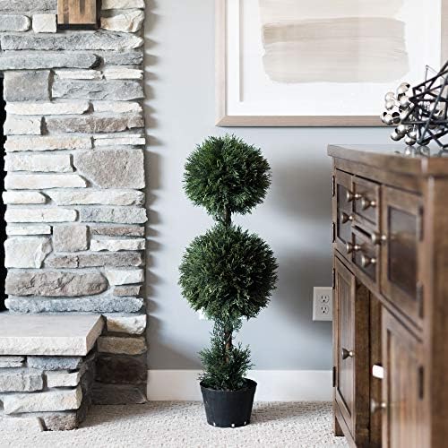 Vickerman 3 Foot Artificial Cedar Topiary Double Ball Tree