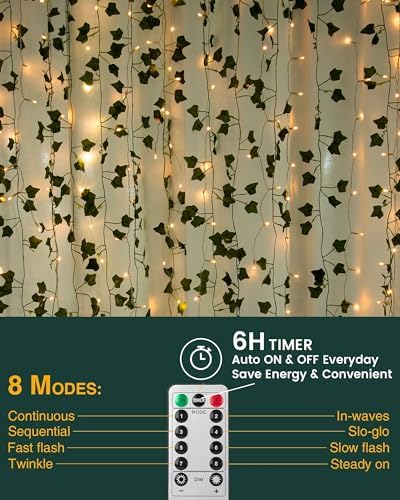 JACKYLED 84 Ft Artificial Ivy Garland with LED Lights