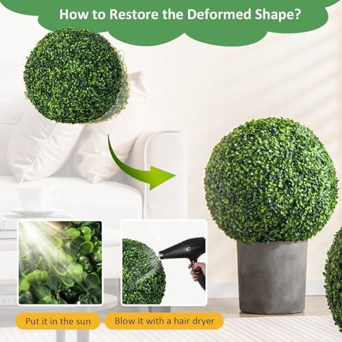 GOFLAME 2PCS 19 Inch Artificial Boxwood Topiary Balls